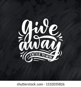 Vintage card with giveaway lettering. Calligraphy text. Decoration template. Vector illustration for holiday design.