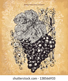 Vintage card with grape