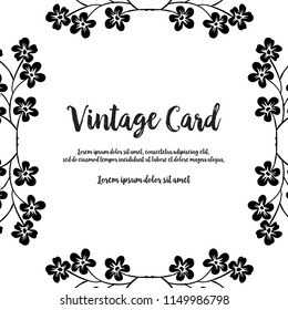 Vintage card hand draw with floral design vector illustration
