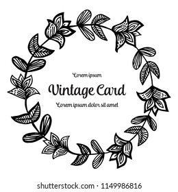 Vintage card hand draw with floral design vector illustration
