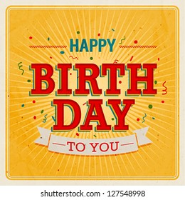 Vintage card - Happy birthday. Vector illustration.