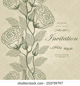 vintage card or invitation with floral seamless pattern