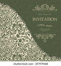 vintage card or invitation with victorian pattern