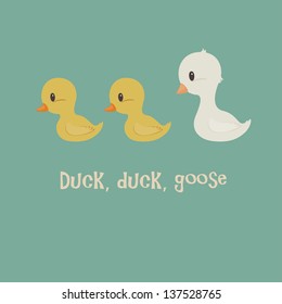 Vintage Card For Kids. Duck, Duck, Goose.