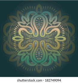Vintage Card with lace background, luxury golden green and black design, vector pattern