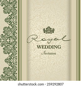 Vintage card, luxury design for invitation, Lace border and design elements.