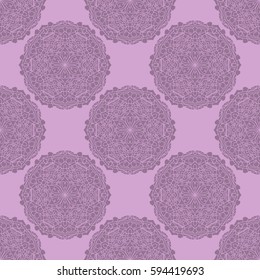 Vintage card with mandala pattern and ornament.Vector leaflet oriental design layout.Beautiful floral mandala with place for your text.Vector illustration.seamless pattern