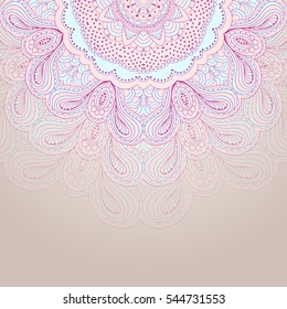 Vintage card with mandala. Zentangl round ornament. Abstract vector illustration