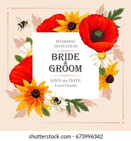 Vintage card with meadow flowers