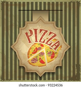 Vintage card menu - pizza label