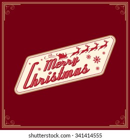 Vintage card with Merry Christmas. Calligraphic And Typographic. Retro color.