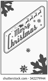 Vintage card with Merry Christmas. Calligraphic And Typographic. Retro color.