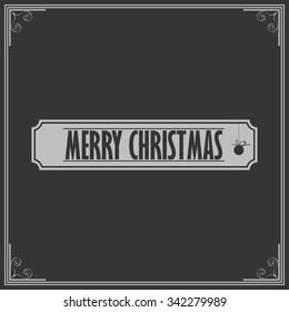 Vintage card with Merry Christmas. Calligraphic And Typographic. Retro color.