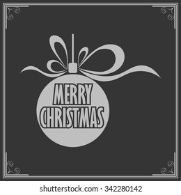Vintage card with Merry Christmas. Calligraphic And Typographic. Retro color.