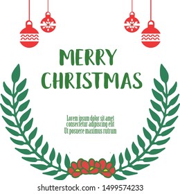 Vintage card merry christmas in retro style with art of colorful leaf flower frame. Vector