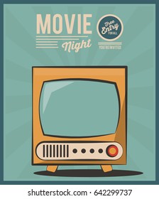 vintage card movie night tv invitation image