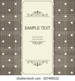 vintage card on retro polka dots pattern