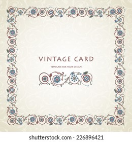 Vintage card on seamless background.Vector illustration