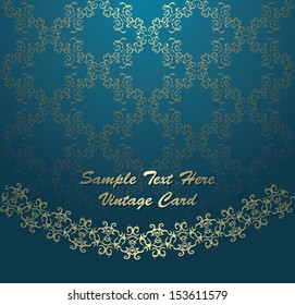 Vintage card on seamless wallpaper. Gold decoration, luxury design   
