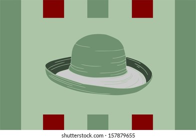 Vintage card with  a pamela hat