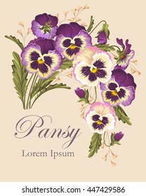 Vintage card with pansies