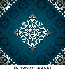 Vintage card with pattern in dark blue 