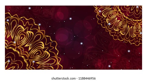 Vintage Card With Patterns of the Mandala. Floral Ornaments. Islam, Arabic, Indian, Ottoman motifs. Template for Flyer or Invitation Card Design. Vector Illustration.