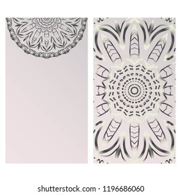 Vintage Card With Patterns of the Mandala. Floral Ornaments. Islam, Arabic, Indian, Ottoman motifs. Template for Flyer or Invitation Card Design. Vector Illustration.