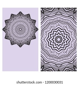 Vintage Card With Patterns of the Mandala. Floral Ornaments. Islam, Arabic, Indian, Ottoman motifs. Template for Flyer or Invitation Card Design. Vector Illustration.