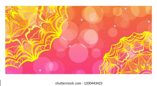 Vintage Card With Patterns of the Mandala. Floral Ornaments. Islam, Arabic, Indian, Ottoman motifs. Template for Flyer or Invitation Card Design. Vector Illustration