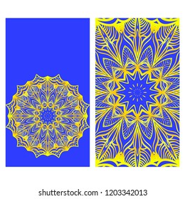 Vintage Card With Patterns of the Mandala. Floral Ornaments. Islam, Arabic, Indian, Ottoman motifs. Template for Flyer or Invitation Card Design. Vector Illustration.