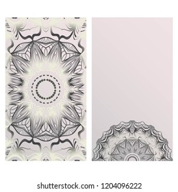 Vintage Card With Patterns of the Mandala. Floral Ornaments. Islam, Arabic, Indian, Ottoman motifs. Template for Flyer or Invitation Card Design. Vector Illustration.