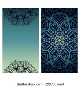 Vintage Card With Patterns of the Mandala. Floral Ornaments. Islam, Arabic, Indian, Ottoman motifs. Template for Flyer or Invitation Card Design. Vector Illustration.