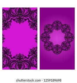 Vintage Card With Patterns of the Mandala. Floral Ornaments. Islam, Arabic, Indian, Ottoman motifs. Template for Flyer or Invitation Card Design. Vector Illustration.