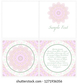 Vintage Card With Patterns Of The Mandala. Floral Ornaments. Islam, Arabic, Indian, Ottoman Motifs. Template For Flyer Or Invitation Card Design. Vector Illustration.