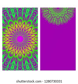 Vintage Card With Patterns of the Mandala. Floral Ornaments. Islam, Arabic, Indian, Ottoman motifs. Template for Flyer or Invitation Card Design. Vector Illustration.