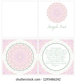 Vintage Card With Patterns Of The Mandala. Floral Ornaments. Islam, Arabic, Indian, Ottoman Motifs. Template For Flyer Or Invitation Card Design. Vector Illustration.