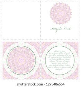 Vintage Card With Patterns Of The Mandala. Floral Ornaments. Islam, Arabic, Indian, Ottoman Motifs. Template For Flyer Or Invitation Card Design. Vector Illustration.