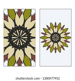 Vintage Card With Patterns Of The Mandala. Floral Ornaments. Islam, Arabic, Indian, Ottoman Motifs. Template For Flyer Or Invitation Card Design. Vector Illustration.