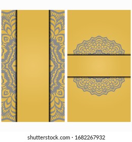 Vintage Card With Patterns of the Mandala. Floral Ornaments. Islam, Arabic, Indian, Ottoman motifs. Template for Flyer or Invitation Card Design. Vector Illustration.