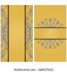 Vintage Card With Patterns of the Mandala. Floral Ornaments. Islam, Arabic, Indian, Ottoman motifs. Template for Flyer or Invitation Card Design. Vector Illustration.