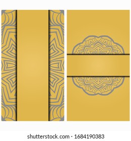 Vintage Card With Patterns of the Mandala. Floral Ornaments. Islam, Arabic, Indian, Ottoman motifs. Template for Flyer or Invitation Card Design. Vector Illustration.