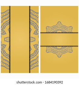 Vintage Card With Patterns of the Mandala. Floral Ornaments. Islam, Arabic, Indian, Ottoman motifs. Template for Flyer or Invitation Card Design. Vector Illustration.