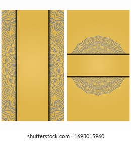 Vintage Card With Patterns of the Mandala. Floral Ornaments. Islam, Arabic, Indian, Ottoman motifs. Template for Flyer or Invitation Card Design. Vector Illustration.
