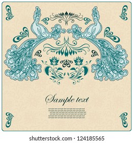 Vintage card with peacock