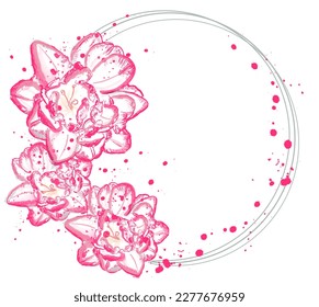 Vintage card with pink tulips Vector watercolor