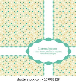 Vintage card, polka dot design. Seamless pattern