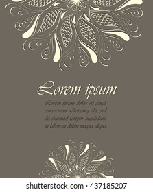 Vintage card, postcard elements floral patterns on a dark background