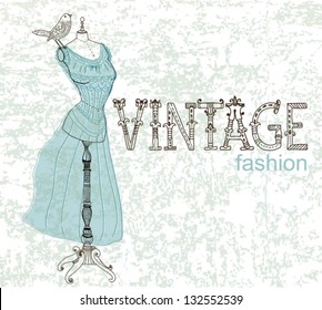 Vintage card with retro dummy for design, vector