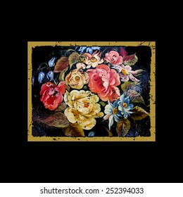 Vintage Card - with Retro Frame and Flowers - with place for your text - in vector